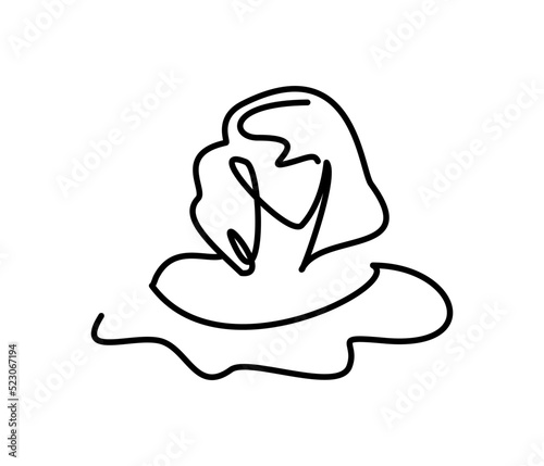 lady dress - thin line vector logo. fashion outline icon. clothes girl avatar. illustration on white background, graceful silhouette