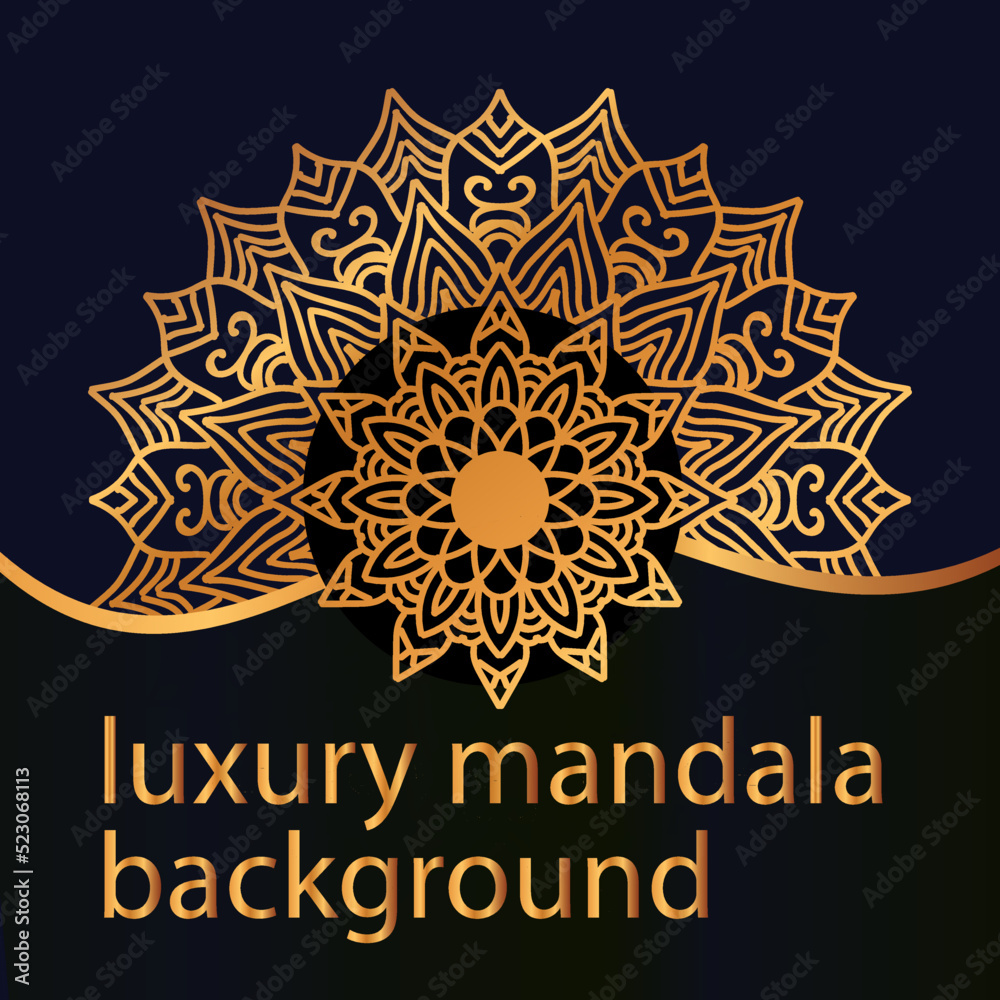 set of vector design templates. Business card with floral circle ornament.mandala style.luxury gold.
