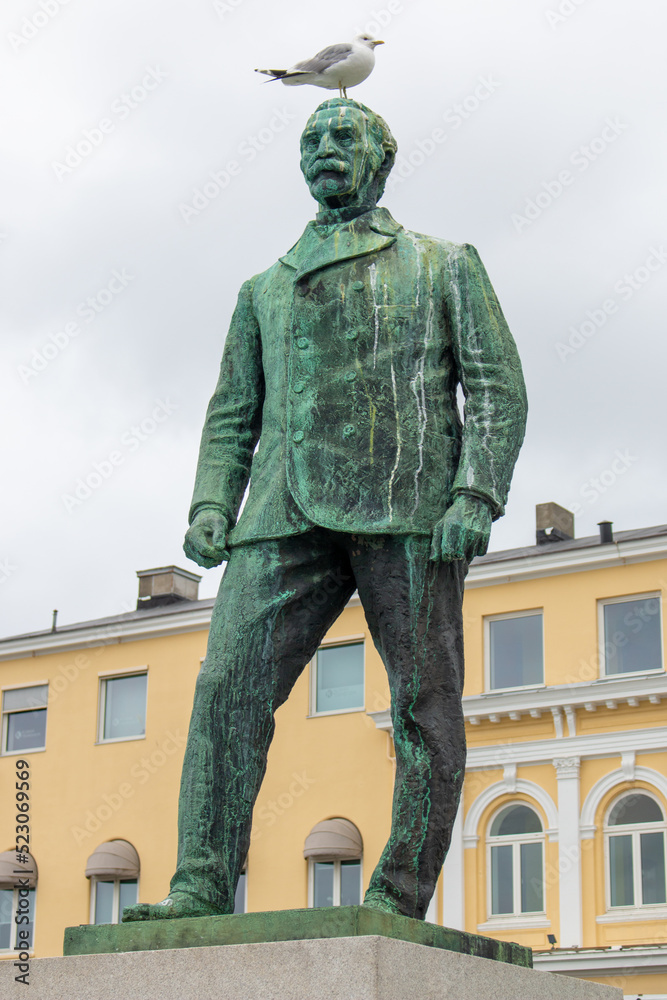 Statue of Carl Adolf Dahl at Trondheim in Trøndelag in Norway (Norwegen, Norge or Noreg)