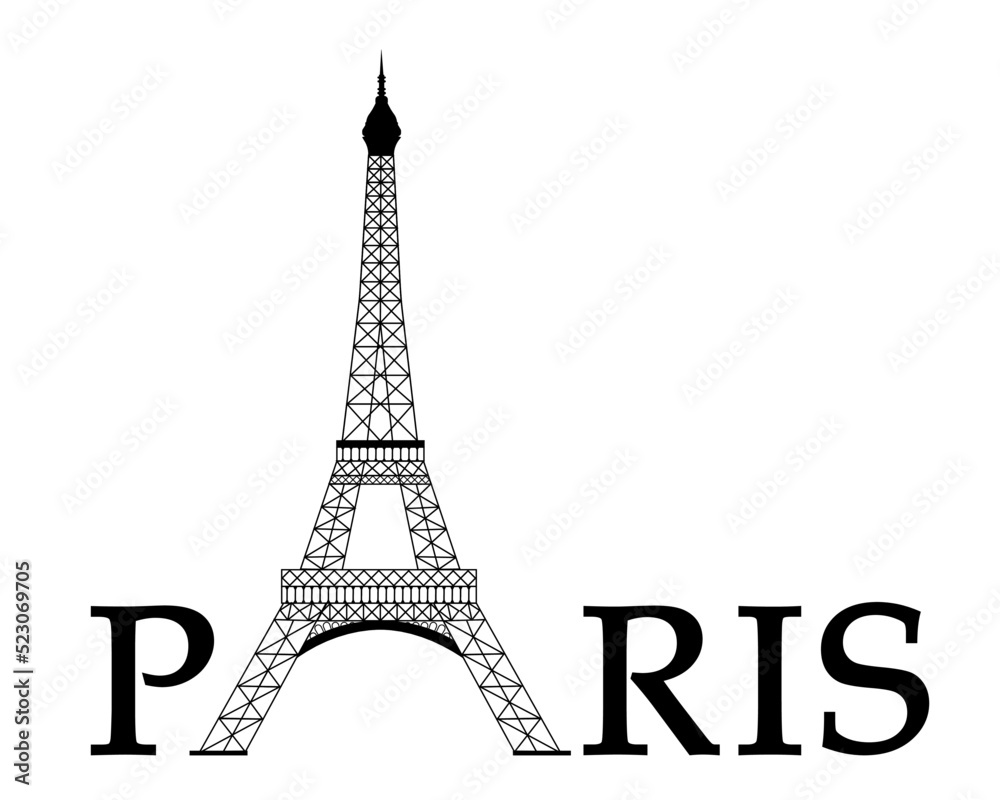 Paris typography with Eiffel tower 