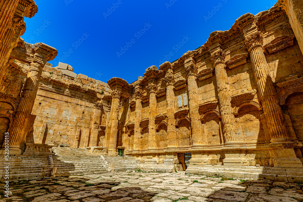 Lebanon. Baalbek (UNESCO World Heritage Site), ancient Heliopolis in Greek and Roman period. The Temple of Bacchus - inside