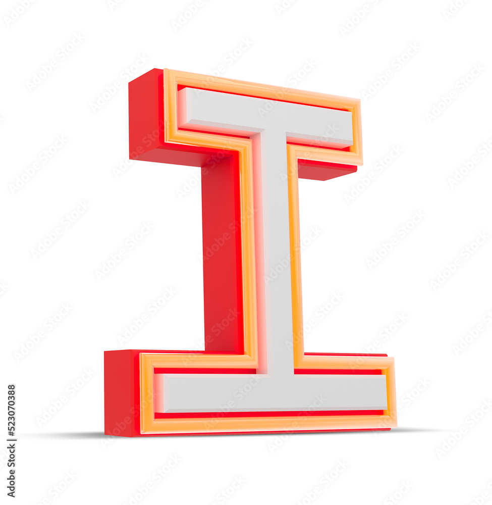 Red 3D alphabet japan style with orange neon light, 3d rendering. Red 3D alphabet japan style with orange neon light, 3d rendering.