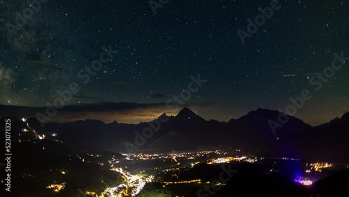 travel germany and bavaria, Berchtesgaden an the mountain Watzmann with the Milkway behind, Bavaria, Germany