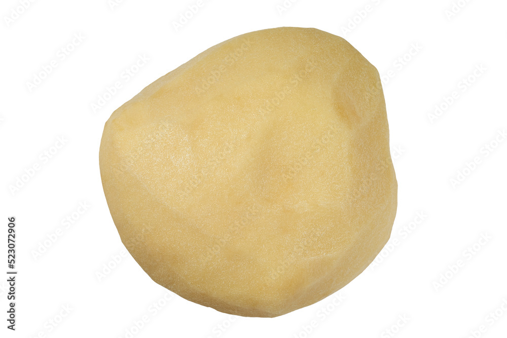Close-up of a potato. Peeled potatoes isolated on a white background. A bunch of raw peeled potatoes. Close-up of a potato. Peeled potatoes isolated on a white background. A bunch of raw peeled potatoes.