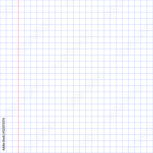 Back to school. Vector illustration of realistic square paper blank sheet isolated on white background. Art design lines, grid page notebook with margin. Blank notebook paper sheet vector illustration