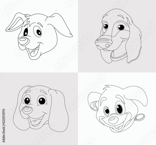 Dog head coloring book for kids antistress hand drawn zentangle dog vector illustration