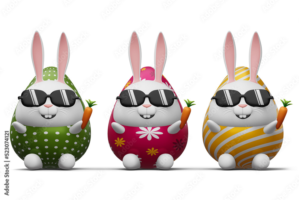 Happy easter day, cute bunny with colorful egg
