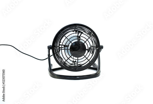 table fan in black color isolated on a white background