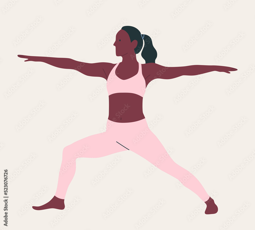 Woman wearing sportswear doing Yoga. Young slim girl doing yoga. Hand drawn colored Vector illustration. Weight Loss. Health care and lifestyle concept. Female yoga. Woman wearing sportswear doing Yoga. Young slim girl doing yoga. Hand drawn colored Vector illustration. Weight Loss. Health care and lifestyle concept. Female yoga.