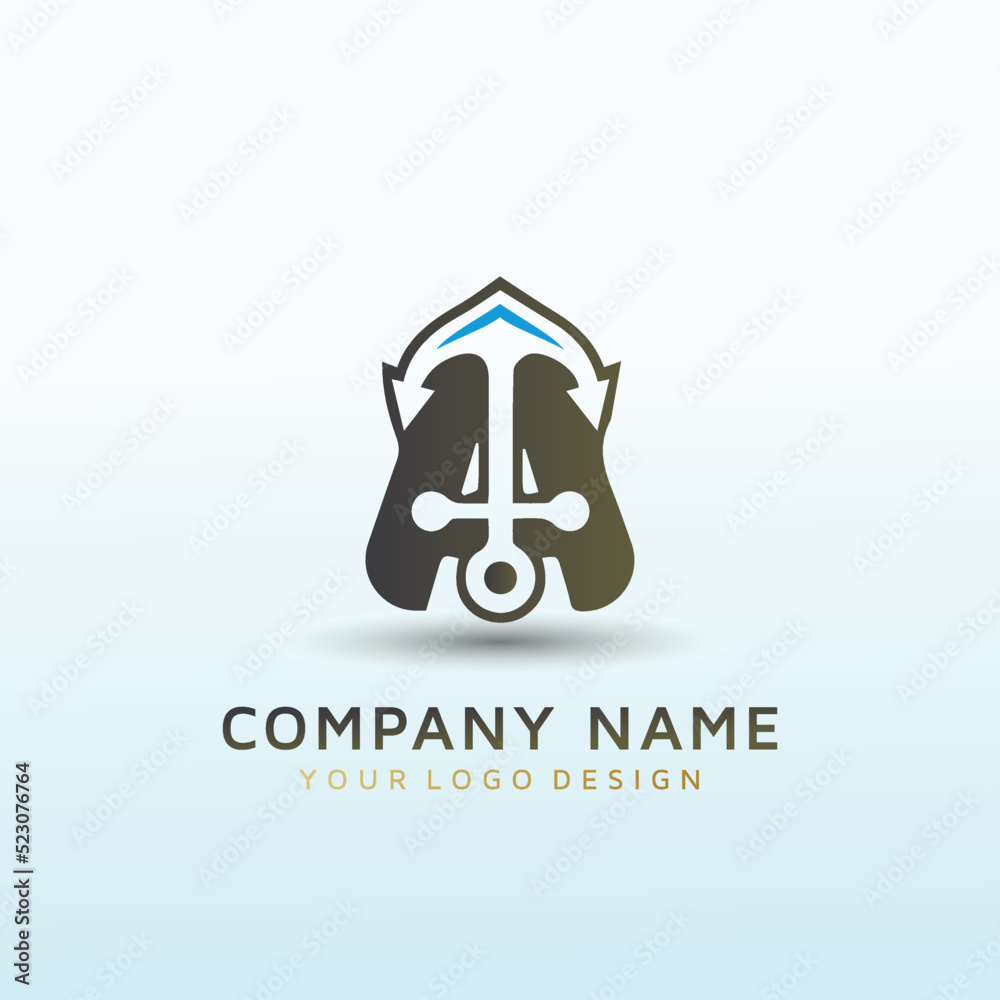 Fototapeta premium Anchor vector logo design letter A
