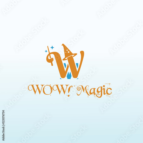 wow magic vector logo design idea