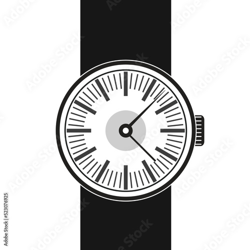 Analog wristband watch greyscale icon - vector illustration