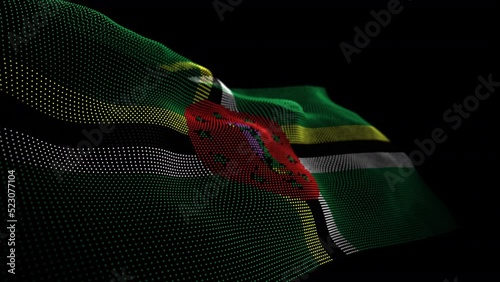 Seamless looping animated digital flag of Dominica overlay rendered of points in 4K resolution including luma matte photo