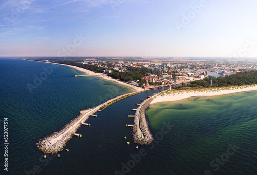 sea bay on the background of the city