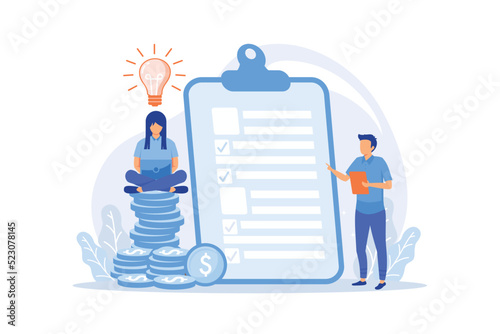 successful financial operation. Cash currency, money income, credit approval. Savings insurance, finance contract. Creative budget management. Vector illustration