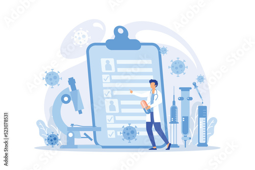 Coronavirus patient laboratory covid-2019 test, respiratory symptoms, blood cells. Cough, shortness of breath, hospital treatment. Lungs ventilation concept.