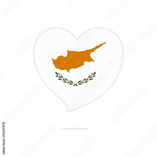 Cyprus love heart flag isolated on white background. Flag of Cyprus in the shape of a heart. Flag of Cyprus vector illustration