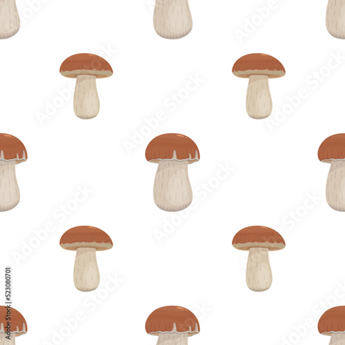 vector graphic seamless pattern with forest mushrooms