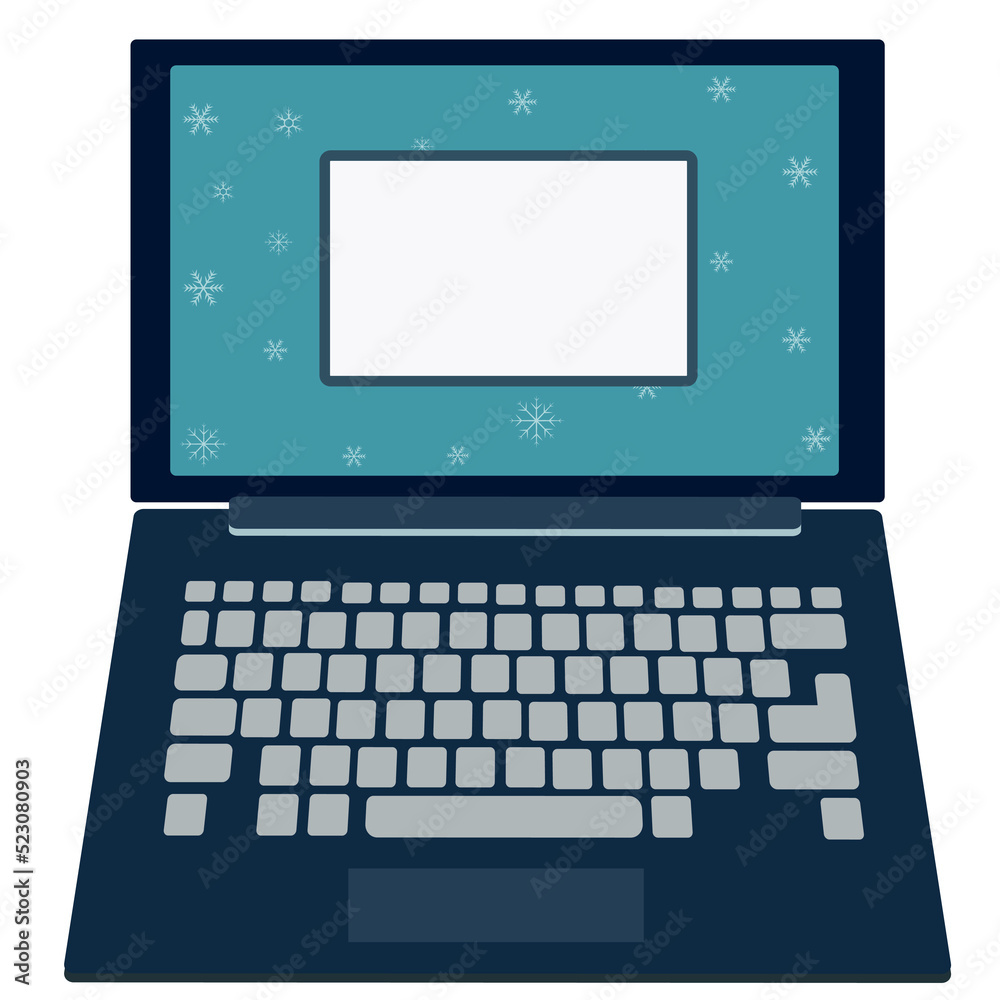 New Year or Christmas. Computer, space for text.Christmas decorations .Vector illustration. New Year or Christmas. Computer, space for text.Christmas decorations .Vector illustration.