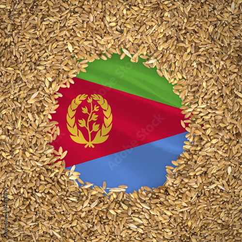 Foto Flag of eritrea with grains of wheat