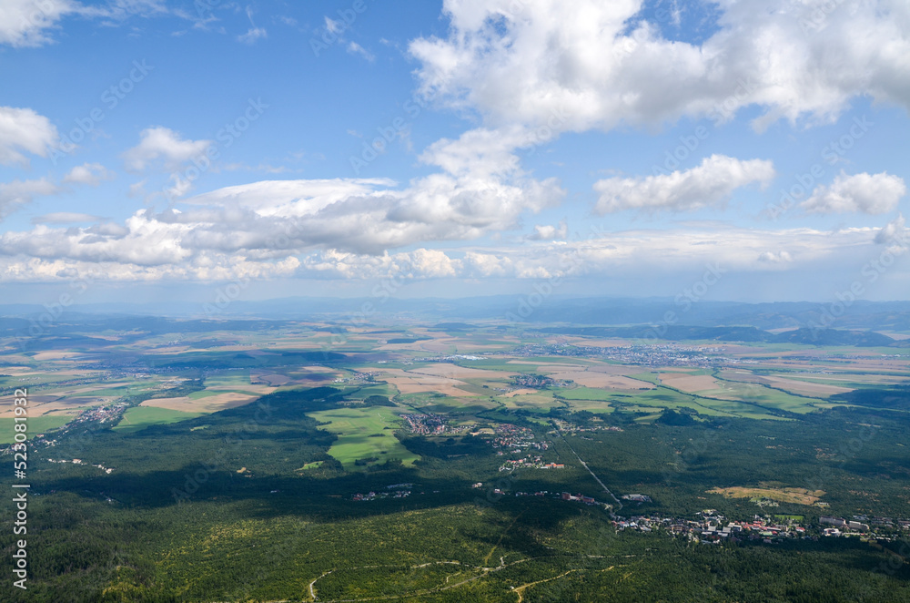 Scenic view of the Stary Smokovec and Poprad City during the Trail to the Slavkovsky Stit, High Tatras, Slovakia