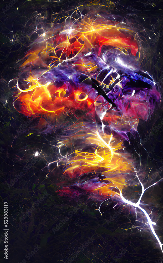 Digital illustration abstract lightning bursts background