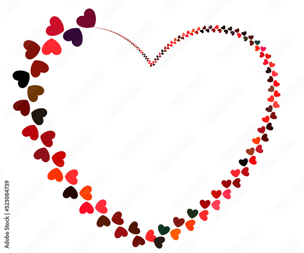 Marvelous Heart created with many Hearts, Red Heart illustration, Symbol of Love, Valentine's day