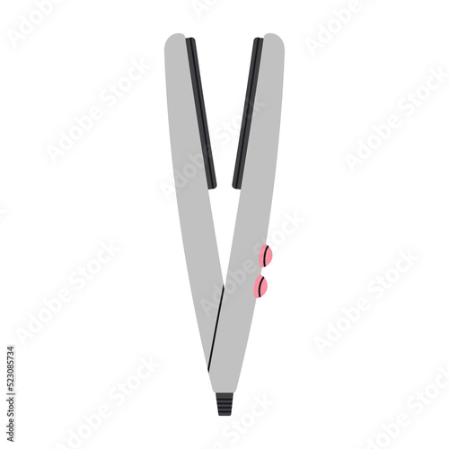 Illustration of a hair straightener. Hair styling and cutting products.
Hand drawn vector illustration. Beauty and fashion, self care routine, beauty salons, online shopping.