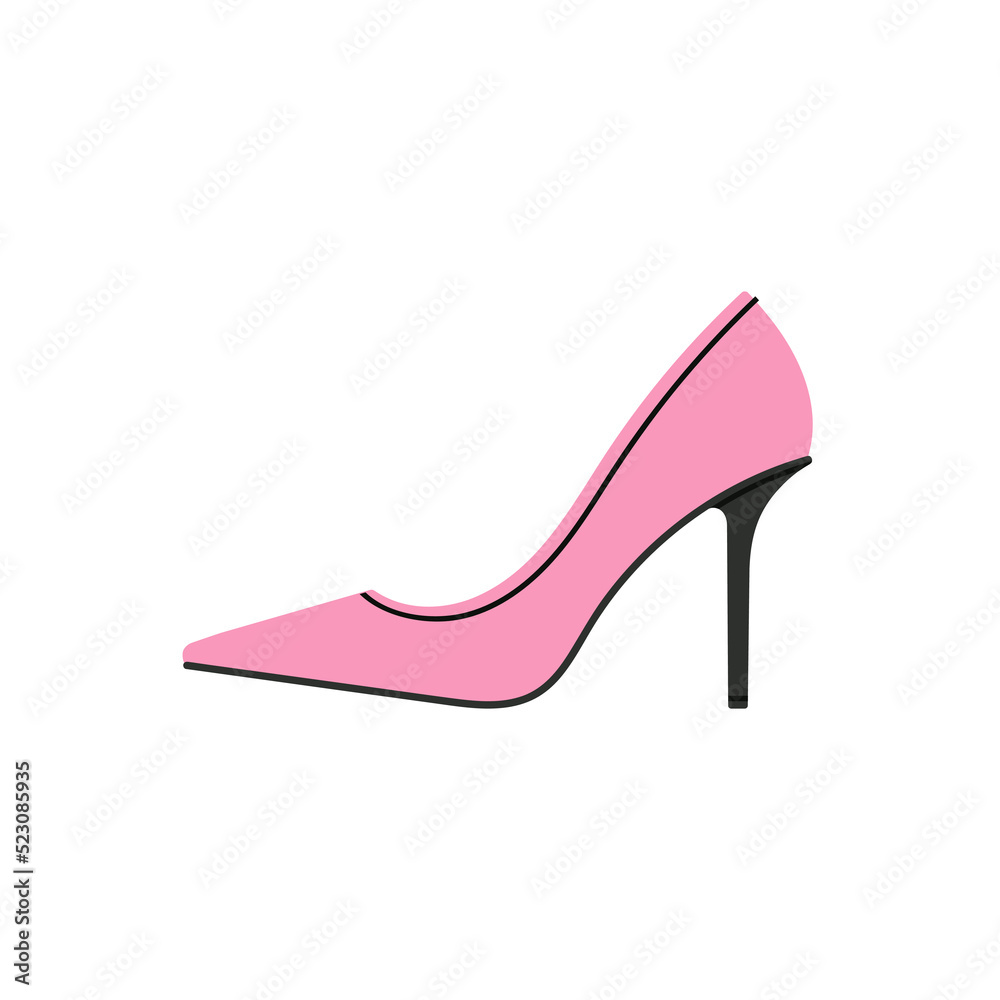 Illustration of high heeled shoes. Ideal for everyday life, office style.
Stylish footwear. Fashion and lifestyle. Hand drawn vector illustration isolated on white background. Flat design.