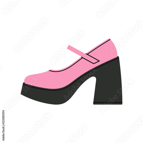 Illustration of high-heeled platform shoes, sandals. Ideal for parties.
Stylish footwear. Fashion and lifestyle. Hand drawn vector illustration isolated on white background. Flat design.