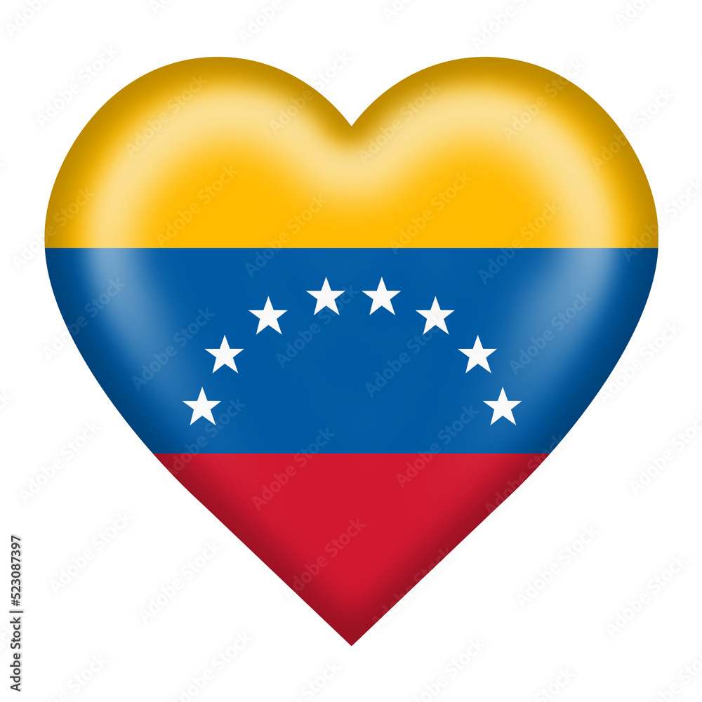 A Venezuela flag heart button 3d illustration isolated on white with clipping path A Venezuela flag heart button 3d illustration isolated on white with clipping path