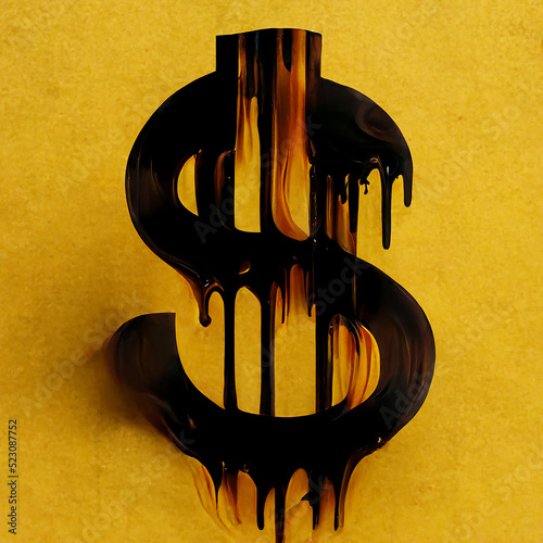 dirty oil dollar sign - 3d render image