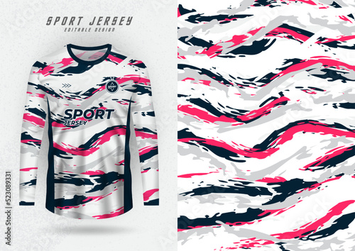 Background template for sport shirts, shirts, running shirts, wave patterns, pink and navy blue.
