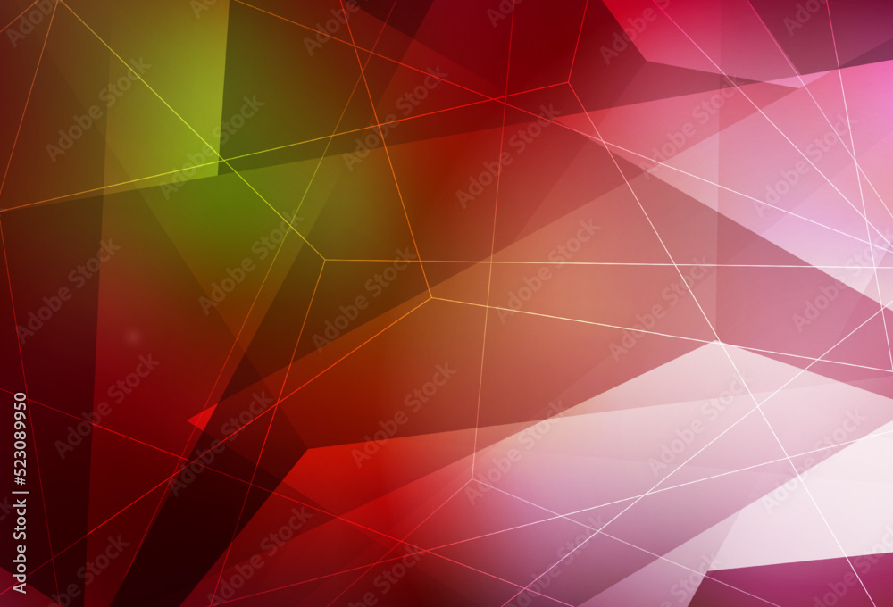 Obraz premium Dark Green, Red vector layout with lines, triangles.