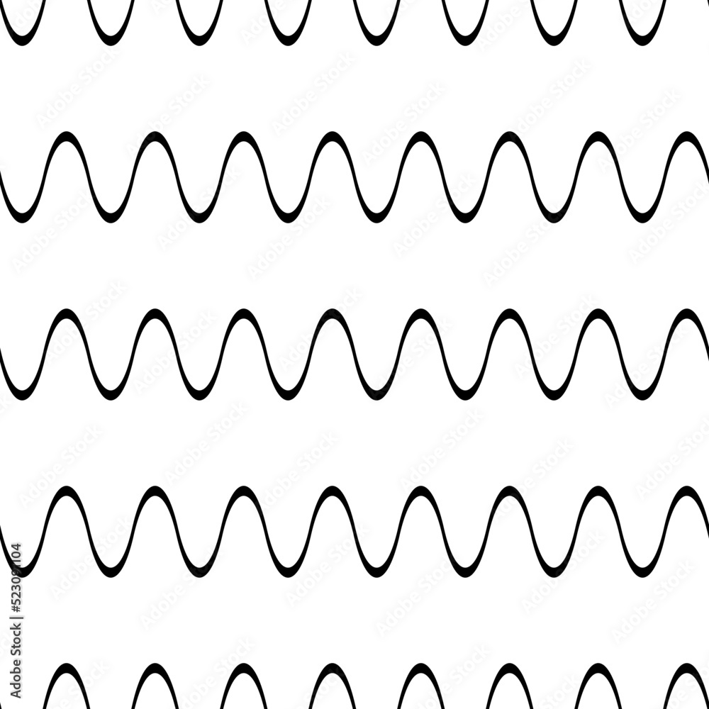 Naklejka premium Horizontal wavy lines, seamless pattern, geometric vector design