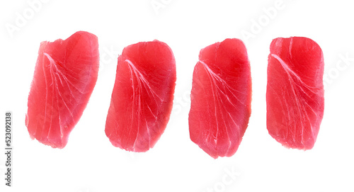 tuna sashimi, raw tuna fish isolated on white background