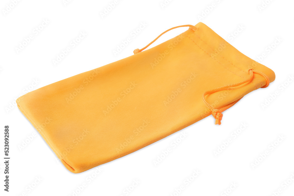 Orange cloth sunglasses bag isolated on white Orange cloth sunglasses bag isolated on white