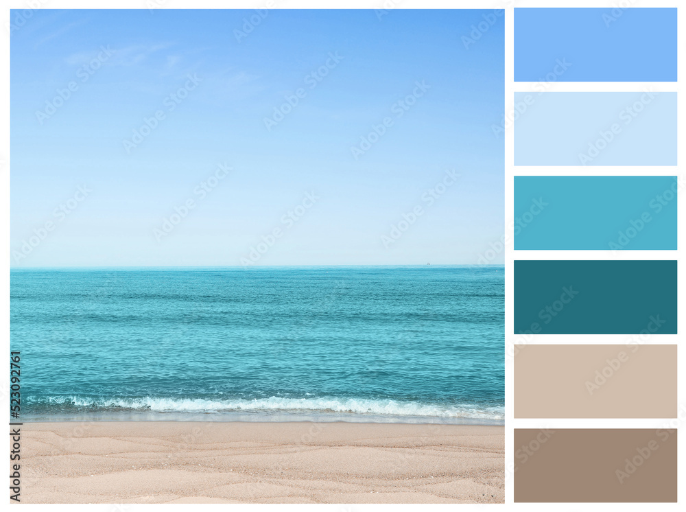 Obraz premium Color palette appropriate to photo of calm sea on sunny day