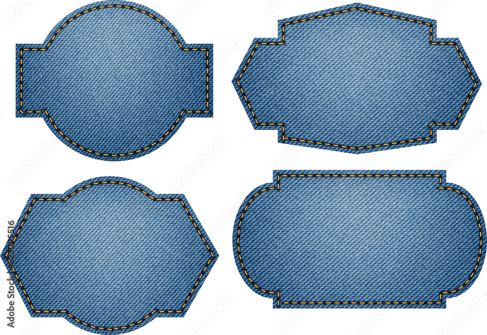 Denim Sign Jeans signs label tag, isolated Clipping paths for design work empty ...