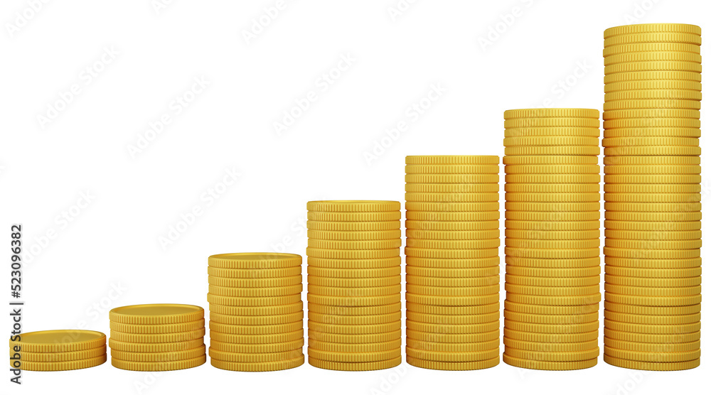 3D render illustration. Stack of golden coins. Gold coins or currency of business for saving money and financial planning concept. 3D render illustration. Stack of golden coins. Gold coins or currency of business for saving money and financial planning concept.