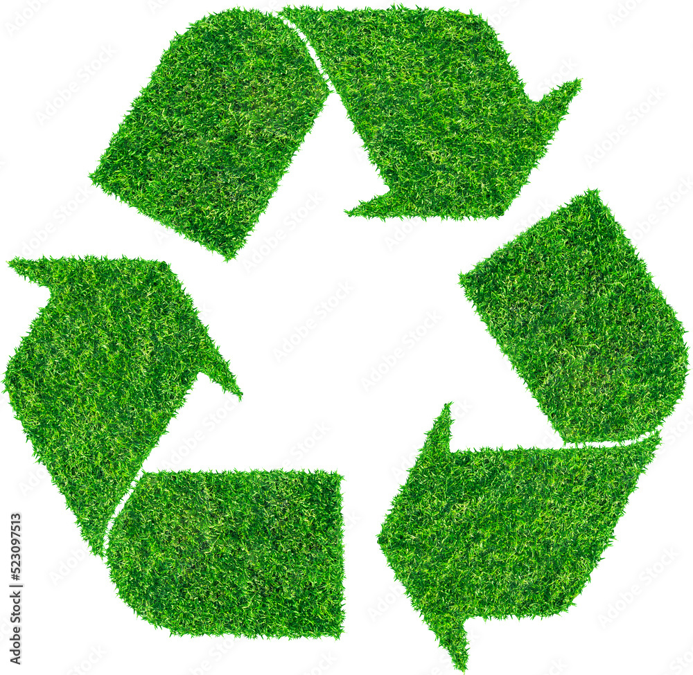 Recycle symbol from grass. isolated Clipping paths for design work empty free space Recycle symbol from grass. isolated Clipping paths for design work empty free space