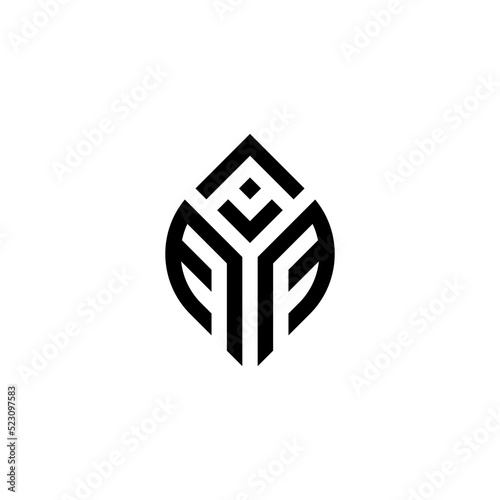 Initial Letter AFF Abstract Leaf Logo Design Symbol
