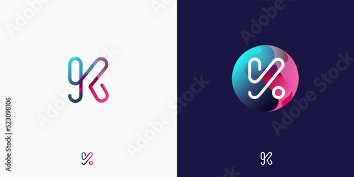 Letter K in futuristic, sophisticated and techy style. A simple but eye-catching logo, that is very suitable for technology companies such as cryptocurrencies, internet, computers, AI