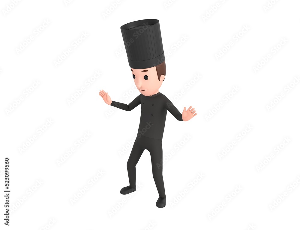 Chef In Black Uniform character surprise and shocked in 3d rendering. Chef In Black Uniform character surprise and shocked in 3d rendering.