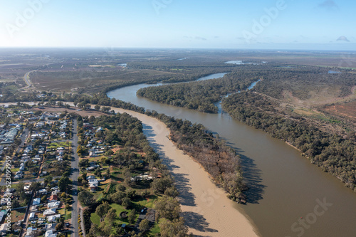 Принти на полотні Muddy Flood waters from the  Darling river merge with the mighty Murray river at the town of Wentworth, New South Wales