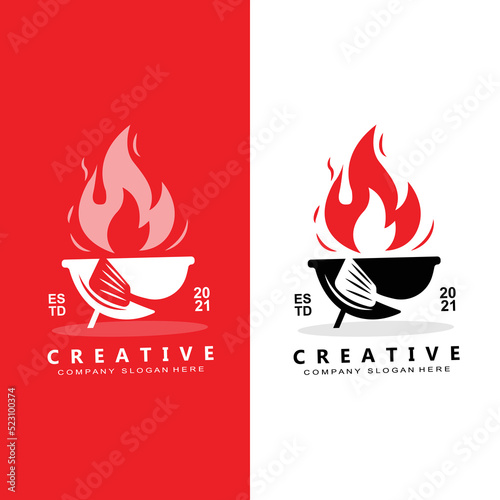 Vintage Retro Rustic barbecue logo. Food or grill design, icon vector illustration