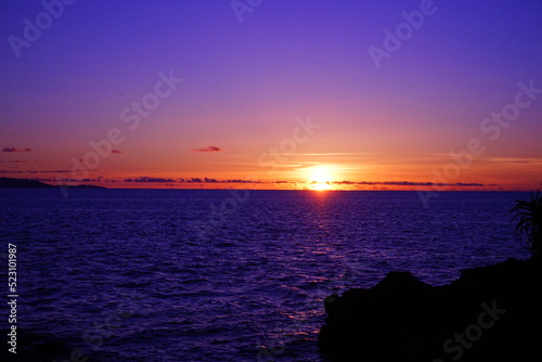 Beautiful Sun down, Sunset at Beach in Ishigaki-jima Island, Okinawa, Japan - 日本 沖縄 石垣島 琉球観音埼灯台 海 夕日