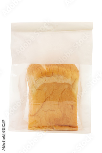 Milk bread in plastic bag isolated on transparency background.