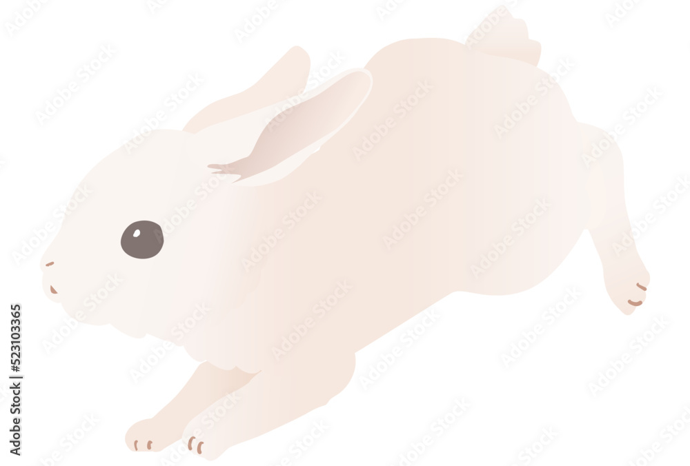 かわいい白いウサギのベクターイラストカット ジャンプ, 跳ねる