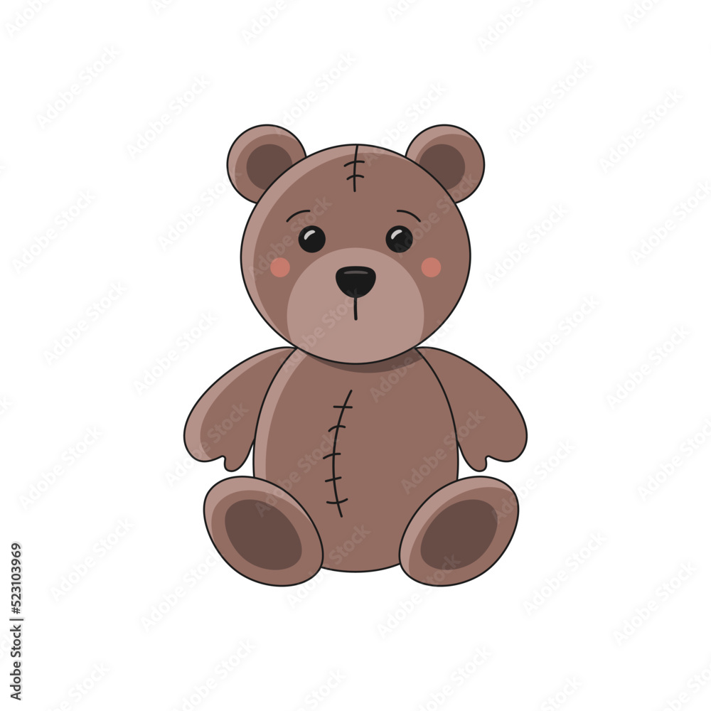 Obraz premium Bear toy isolated on white background. Vector illustration